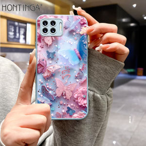 Hontinga Tempered Glass Casing Cases For OPPO Reno 10 Pro 2F 4F 5F 2Z Reno 5 3 4 6 6z 7z 8 8T 8Z 7 Pro Reno5 Pro 5G 4G Case Shining Butterfly Moon Phone Case Back Cover Casing Hard Case