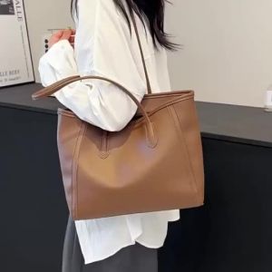 Muma Leather Large Woman Shopping Tote Bag With Zipper Shoulder Bags For Women