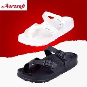 รองเท้า Aerosoftแตะกันน้ำ รองเท้าแตะใส่สบาย ใส่ลุยฝนกันลื่นน้ำหนักเบาพื้นนุ่มใส่ได้ทั้งหญิงและชาย รุุ่นW2770 สีขาว  สีดำ