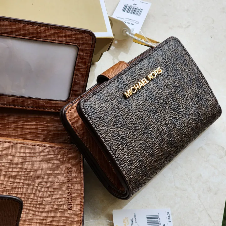 Michael Kors Jet Set Travel Small Top Zip Coin Pouch ID Holder Wallet Brown  | eBay