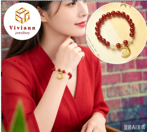 Viviannn Original sterling silver Design South Red Jade Moon Rabbit Chinese Style New Jade Rabbit Bracelet Fashion Rabbit Bracelets To Send Girlfriend Birthday New Year Gift Bracelet For Women