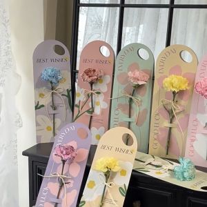 Handheld Single Flower Paper Card Artificial Flower Wrapping Packaging Paper Gift for Girlfriend Mum