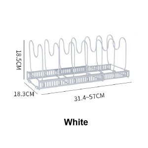 Japanese Style Lid Rack Shelf Plate divider Pot Rack Stand Adjustable Telescopic Racks