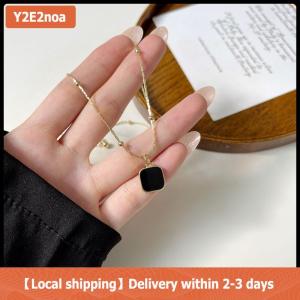 【Local shipping】 Black Exquisite Minimalist Square Pendant Choker Chains Fashion Necklace For Women Jewelry Party Gifts