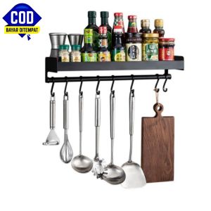 Rak bumbu dapur gantung Rack kicthen dapur tempel dinding tahan karat dan air