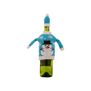 Holiday Knit Wine Bottle Protector Cartoon Snowman Theme Christmas Decoration Soft Champagne Cover For Parties