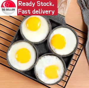 [LOCAL SELLER] 4-Hole Omelet Pan Non-stick Burger Eggs Ham Pancake Maker Frying Pans Pot
