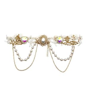 GENENIC Shiny Lace Pearl Choker Vintage Exquisite Lolita Choker Necklace Fashion Ornaments Rhinestone Tassel Necklace Women