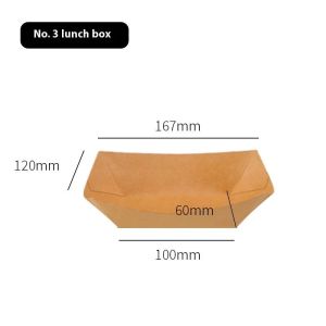 Bay gấu hộp thức ăn dùng một lần giấy kraft giấy khay thức ăn hộp giấy Đĩa nướng khoai tây chiên chiên gà Yam mì ống đậu phụ khô để đi hộp phân hủy