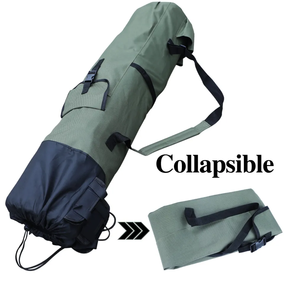 Foldable Canvas Fishing Bag Outdoor Fishing Rod Bags Fishing Pole Tools  Carrier Storage Bag Case Fishing Gear Organizer