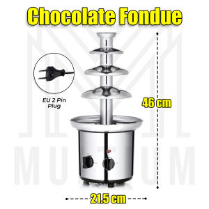 Stainless Steel 4-Tier Chocolate Fondue Fountain Maker Machine - Perfect Gift for Housewarming Birthday Baby Shower - Chocolate Tower Fondue Set
