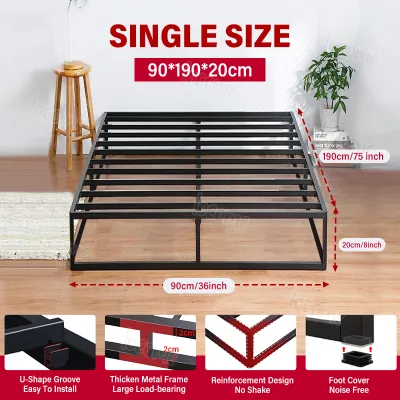 Ecoweave lron Bed Frame Metal Bed Frame Single Double Bed Frame Heavy Duty Support for Rent HouseStudent Domm