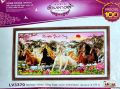 Tranh thêu chữ thập mã đáo thành công 8 con ngựa 3D lv3370 kích thước 100x55.
