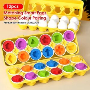 12Pcs Egg Shape Number Matching 3D Puzzle Early Educational Recognition Toy Sorter Montessori Game