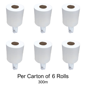 Centre Pull Paper Towels 300m 2-Ply 100% Pulp 6 Rolls/Carton