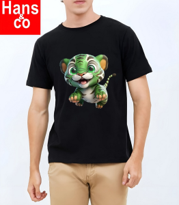 Kaos Pria 3 Dimensi Motif Macan Hijau Kecil Tshirt Oblong Katun 24s H0259 By Hans & Co