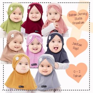 HIJAB BAYI BUNGA SAKURA 0-2 THN / JILBAB KERUDUNG BAYI SERUNI BUNGA SAKURA / JILBAB BAYI ANAK SERUNI