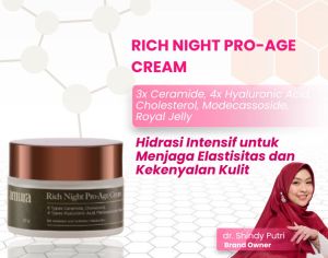 Amura Rich Night Pro-Age Cream Wajah 5x Ceramide untuk Revititalisasi & Hidrasi Kulit Dewasa (30g)