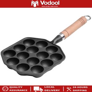14 Hole Takoyaki Maker Non Stick Cast Iron Pan Non Slip Base Perfect for Japanese Street Food and Party Cooking
