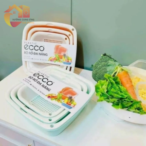 Bộ Thau Rổ Nhựa 6 Món ECCO Kèm Rổ Và Thau Nhựa Đa Năng