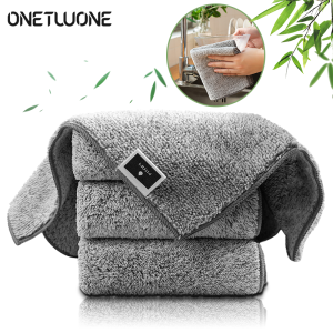 Onetwone 1/3 pieces Thick Dish cloth Kitchen Rags Bathroom hands towels microfiber Cleaning Cloth Thicken Absorbent Bamboo Fiber Kitchen dishes Towel Kitchen Rag Scouring Pad