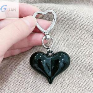 [COD] GUAN จี้พวงกุญแจอะคริลิครูปหัวใจติดโบว์สีแดงสำหรับผู้หญิงกระเป๋าเป้อเนกประสงค์ของขวัญตกแต่ง