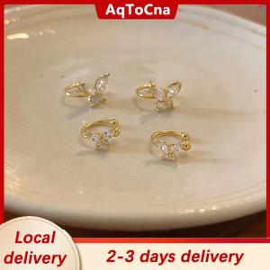 [COD] AqToCna Ship within 24 hours 1Pair Shinning Zircon Big Small Butterfly Ear Clip Earrings Crystal No Piercing Ear Cuff Women Fake Piercing Ear Wrap