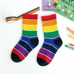 Sweet Rainbow Girls Children Socks Comfortable Soft Cotton Baby Kids Ankle Long Sock Colorful Stripes Crew Fashion Autumn Socks