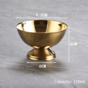 A8626 Retro Style Ice Cream Cup High Base Stainless Steel Dessert Bowl Ice Cream Pudding Snack Serving Dish Salad Goblet Kitchen Tableware