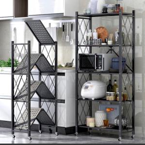 (Free Delivery Foldable Metal Rack No-Need-Installation Shelves Durable Storage 4 Layers