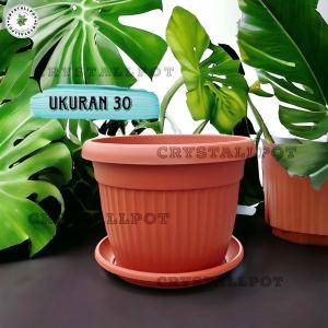 POT BUNGA TANAMAN PLASTIK CLARIS FLORENCE 5830 MERAH BATA + TATAKAN BAWAH