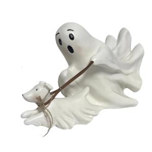 2025 Halloween Specter Doggy Statue Decoration Funny Cute Resin Cowboy Specter Horror Specter Desktop Ornaments Suitable for Home Party Bookshelf Outdoor Garden Gift Decoration