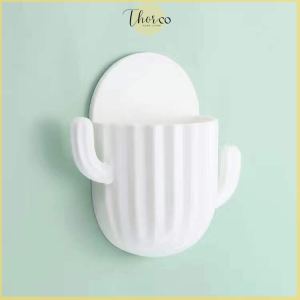 Wall Self-adhesive Storage Rack Toothpaste Holder Cactus Hook Drain Bathroom Shelf Wall-mounted Electric Toothbrush Organizer