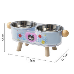 YOUYITIAOYU Pet High-Footed Double Bowls Anti-slip & Anti-tip Neck Protection - 3 Colors