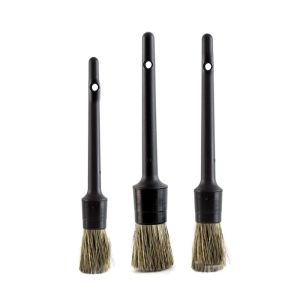 3 PCS Natural Boar Hair Car Detailing Brush Set Soft Bristle Car Cleaning Brush Kits Atuo Tire Wheel Wash Exterior Accessories Car Cleaning Auto Detail Tools Dashboard Cleaning Brush