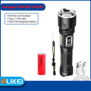 OLIKEI XHP200 16-Core Đèn Pin LED Kèm Đèn Làm Việc COB Đèn Pin Cắm Trại Ngoài Trời Siêu Sáng 2000000LM Đèn Pin Chói Phóng To Sạc USB Type-C