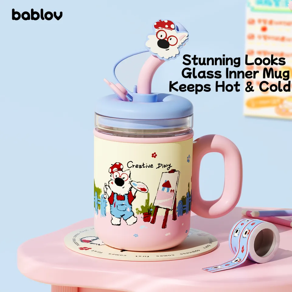 Bablov Dual-Layer Insulated Glass Mug with 3 Drinking Modes, S316 Stainless  Steel Liner & Removable Tea Infuser  Thermal Shock Resistant, Dust-Proof  Cover | Lazada PH