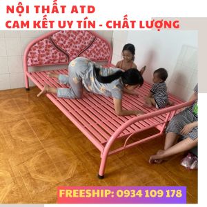 Giường sắt lắp ráp xếp gọn giường ngủ gia đình mẫu đẹp đơn giản giá rẻ tại xưởng