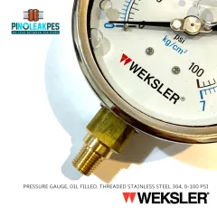 CARBO 2" Pressure Gauge, Chrome Steel Case, Dry, Vacuum -30"Hg/0 Psi, 1/4" NPT Lower Mount