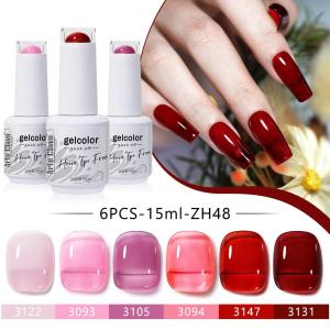 Arte Clavo 15ml Jelly Gel Polish Set 6 Colors Soak Off UV LED Translucent Sheer Syrup Glass Red Pink Hema Tpo Free Nail Kit