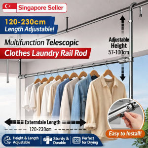 🇸🇬 Stainless steel clothes drying pole balcony indoor clothes drying balcony clothes drying wonder clothes drying pole hanging clothes drying rack