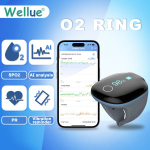 Wellue O2ring Pulse Oximeter Sleep Oxygen Monitoring with Vibration APP For Android and iOS Bluetooth Heart Rate Oxygen Monitor