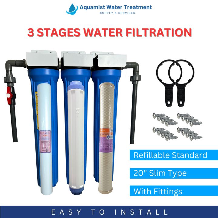 3 Stages Water Filter Refillable Deepwell Standard Heavy Duty Complete ...