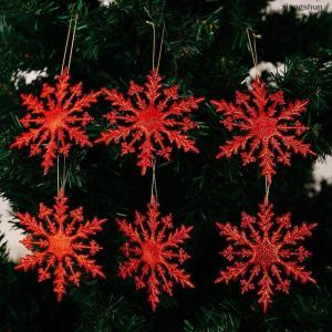 [COD] xiangshun 6Pcs Christmas Glitter Snowflake Ornaments Plastic Snowflake Decorations For Christmas Tree New Year Holiday Party Decor