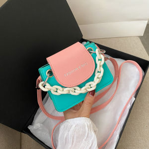 Túi xách thời trang mới nhất Hit màu Phụ nữ Túi đeo vai Chuỗi Acrylic Mini Tote PU Túi đeo chéo Túi đeo chéo