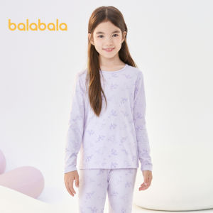 Balabala cô gái underclothes Set cotton mùa thu mới mỏng trẻ em cotton Áo len bé lớn trẻ em đồ ngủ