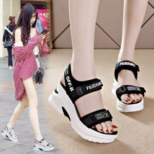 Korean Style Womans Wedge Sandals Light Sport Sandals Velcro All-Match Slimmer Sandals