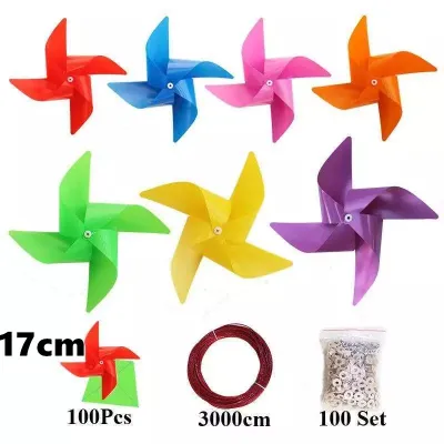 100Pcs Plastic Pinwheels Hanging Windmill Fiesta Flag Party Supply For Indoor Outdoor Christmas Decor