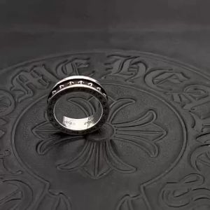 Chrome Hearts Mens Ring 6mmPlus Sterling Silver S925 Vintage Cross Cross Flower Hip Hop