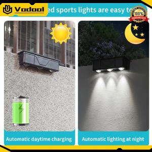 2 Pack 3 LED Sunlight Powered Lamp IP65 Waterproof Solar Fence Wall Light Wall Mounted Solar Outdoor Light for House Porch Patio Pergola Backyard